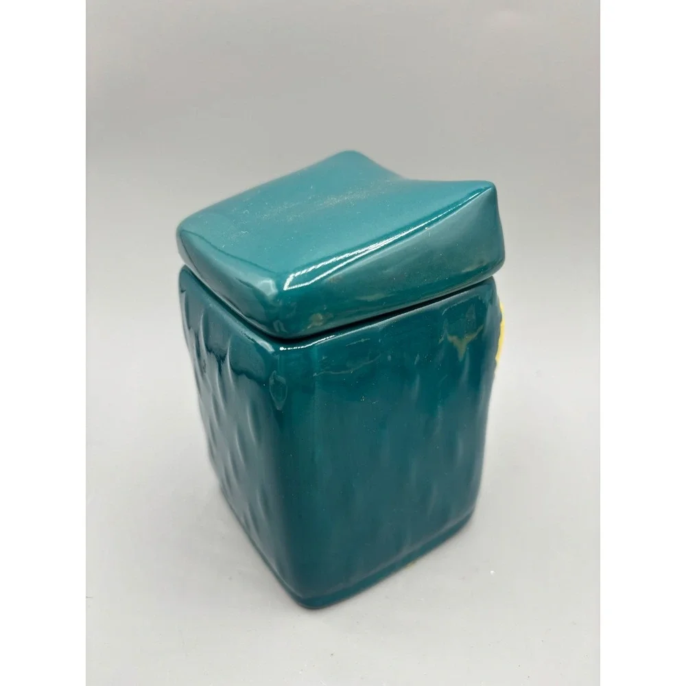 MSRF Inc Design Studio Owl Ceramic Tea Bag Holder Teal Blue Lidded Jar‎ Decor